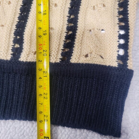 Listicle Asymmetrical Striped Dolman Sleeves Blue/Cream Women's Sweater - Size L - Picture 12 of 12